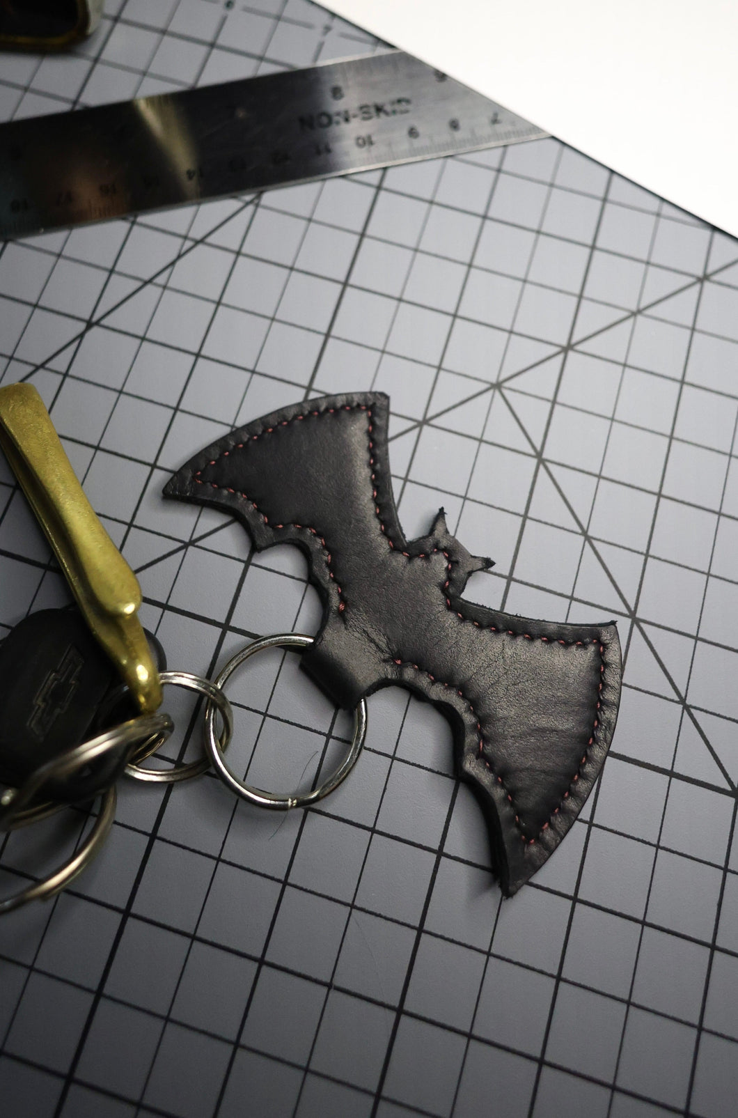 Leather Bat Keychain